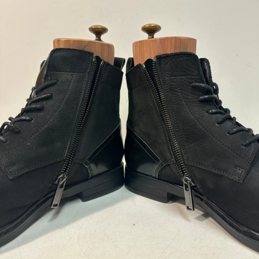 VGUC Karl Lagerfeld Paris Suede Leather Zipper Boot Lace Up Black US 10 EU 43 - Picture 9 of 15